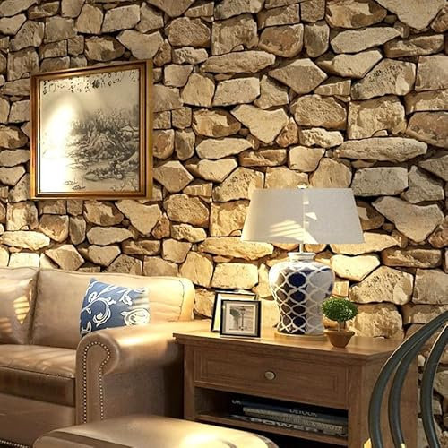 LWLFC Vliestapete Vintage Stein Tapete Wohnzimmer Vliestapeten Tv Sofa Hintergrund Tapete Flur Muster Wall Paper Büro Tapeten Schlafzimmer 3D Moderne Mode
