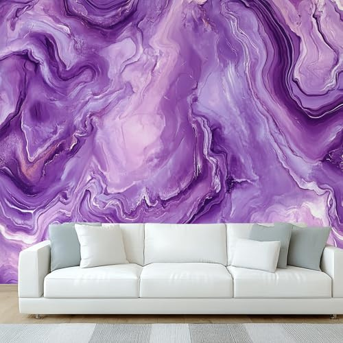 Generisch Tapete Lila Marmor Wohnzimmer Schlafzimmer, Fototapete Abstrakt Modern Wand Deko, Wallpaper, Wandtapete, Mustertapete, vliestapete, 300 x 210 cm