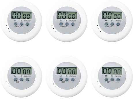 6Pcs Kitchen Timers For Cooking White Digital Timer Magnetic Countdown Stopwatch Timer For Baking, Facial Mask, Studying, Teeth Cleaning Kids