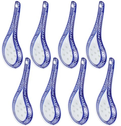 Alipis Cuchara Sopera De Cerámica Estilo Chino Pequeña, Resistente Al Calor, Juego De 8 Piezas, Multifunción Para Sopa y Comida Diaria, Adecuado Para Hogar y Restaurante