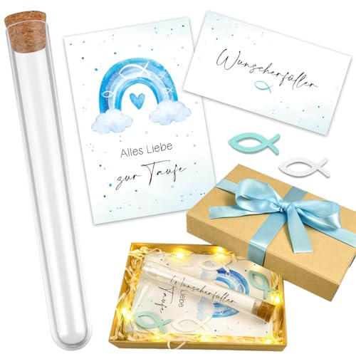 Taufgeschenke Jungen, Taufe Geschenk mit Taufkarte, Geldgeschenk Taufe mit LED-Licht, Geldgeschenke Verpackung Geschenkbox Taufgeschenke für Jungs Mädchen
