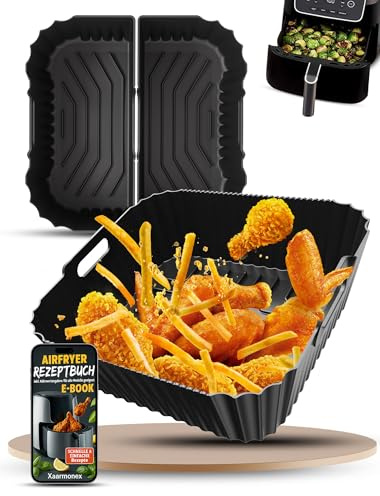 Pack of 3 Silicone Mould Hot Air Fryer for Ninja Air Frye PRO 4.7L/Max 6.2L/Cosori 5.5L/6L/Philips 6.2L, Air Fryer Silicone Insert (Pack of 3)