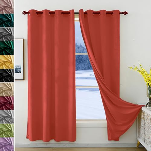 Tenda oscurante termica in velluto pesante, 260 x 120 cm, insonorizzante, isolamento acustico, design moderno con occhielli, 1 pezzo, perfetta per la decorazione della casa e il blocco della luce
