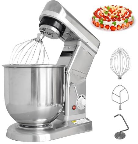 ZEEKYFOR Mixeur sur Socle électrique, Mixeur de Cuisine en Acier Inoxydable avec Bol, Batteur et Crochet Pétrisseur, 3 Vitesses Réglables,10L/9.1qt
