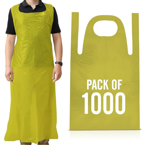 Disposable Aprons Roll and Flat Pack Waterproof for Catering and Cleaning | Lightweight polythene, one size with neck and waist ties, several quantities and colours, for care homes and salons