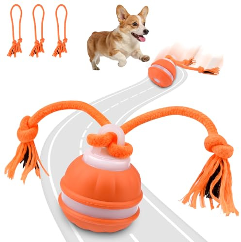 Interaktives Hundespielzeug, Interaktiver Spielball für Hunde, Hundeball Welpenspielzeug Ball Wicked Ball Dog Ball mit 3 Spielmodi, Elektrischer Hundeball mit Kauschnüren für Kleine Hunde & Welpen