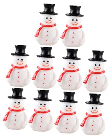 GOOHOCHY 10 Piezas Figuras Miniatura de Muñeco de Nieve de Resina para Decoración Navideña Adornos Pequeños para Manualidades y Ambientación Festiva