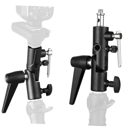 HEALSOPTHY Soporte Profesional para Flash con Zapata Caliente y Soporte Giratorio para Paraguas Bracket Tipo H de Metal Duradero para Estudio Fotográfico Compatible con Trípodes