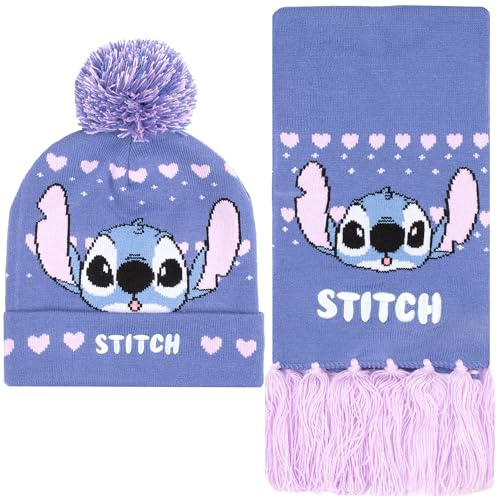 Disney Stichmütze und Schal für Mädchen, Winter-Accessoires, warmes Strickset, Geschenk für Mädchen