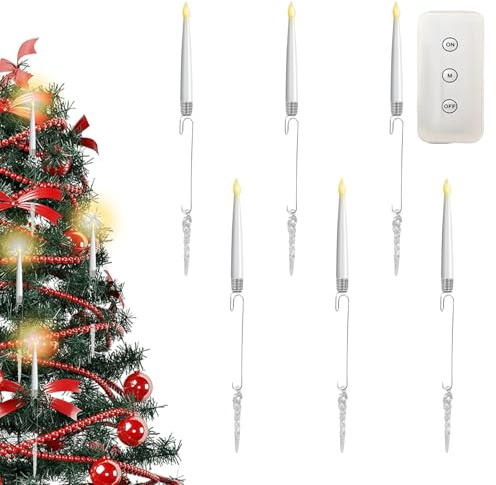 YRYRYW Weihnachtsbaumkerzen mit Fernbedienung | Weihnachtsschmuck-Dekoration – Eiszapfen, Fliegende Vögel, Elch, LED-Kerze mit Fernbedienung, für den Innenbereich, Baum, Zuhause, Kamin, Tisch,