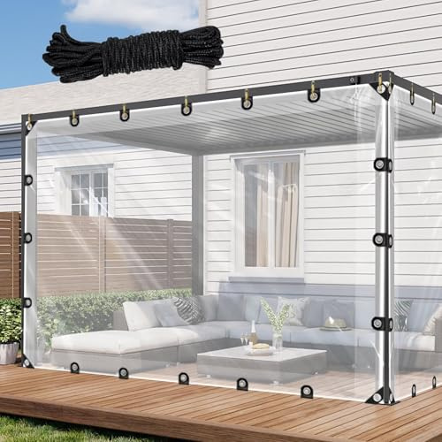 1 m x 1.5 m Tarpaulin Waterproof Heavy Duty - Upgraded Resistant PVC Clear Tarpaulin, Thicken 130 g/m² Outdoor Garden Large Tarpaulins, Frost-Resistant, Windproof Transparent Tarp for Outdoor Use