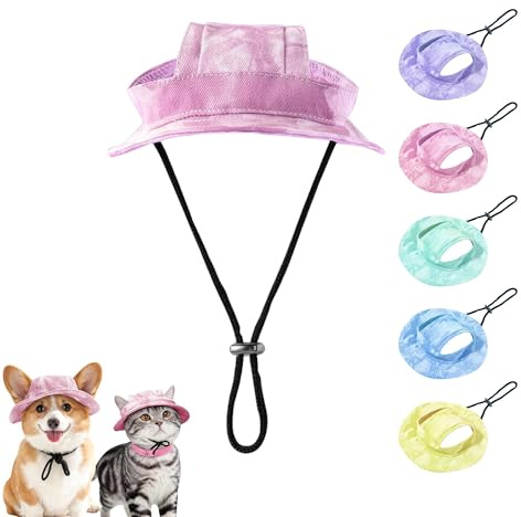 Solhatt och mössa för hundar, basebollmössa för hundar, sommarhatt, hatt för hundar och katter, med 2 hål, hatt för hundar med solskydd för S/M/L (rosa, S)