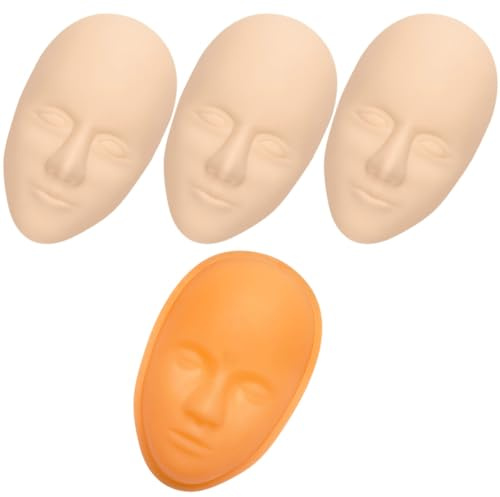 TOPPERFUN Piel de Práctica para Tatuajes Faciales 5d Silicona, Kit de 3 Piezas Base Fija de Pvc Naranja, Molde Realista para Tatuajes Bordados y Entrenamiento Profesional
