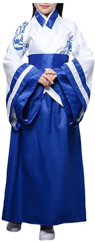 Vestido para niñas Tradicional Japonés Kimono Para y Ropa tradicional china para Niños cómodo moderno y retro de tela yukata kimono anime cosplay traje de cuerpo completo mujer (b-Blue, 11-12 Years)