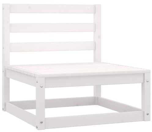 VIHHQGC Massivholz Kiefer Garten-Mittelsofa mit anthrazitfarbenen Kissen, weiß lackiert, modulares Lounge-Sofa für bis zu 110 kg pro Sitzplatz