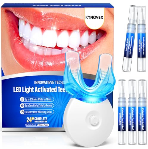 Teeth Whitening Kit with LED Light – 3 Teeth Whitening Gel Pens + 2 Remineralizing Desensitizing Gel Pens –35% Pap Whitening Formula – Whiten Teeth in 7 Days – Safe for Sensitive Teeth (Mint)