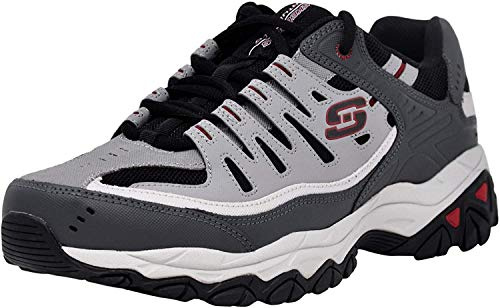 Skechers mäns Afterburn Memory Fit snörning sneaker, Träkol/grå, 40 EU
