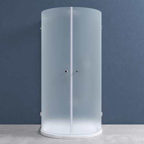 doporro Halbkreis-Duschkabine 90x90cm Glasdusche ESG-Sicherheitsglas satiniert inkl. Easy-Clean-Beschichtung Rav03S