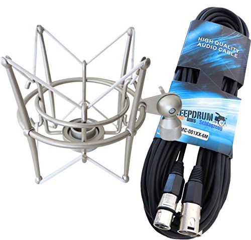 keepdrum MS089SV Silber Mikrofon-Spinne Halterung für G-Track AT2020 6m XLR Mikrofon Kabel