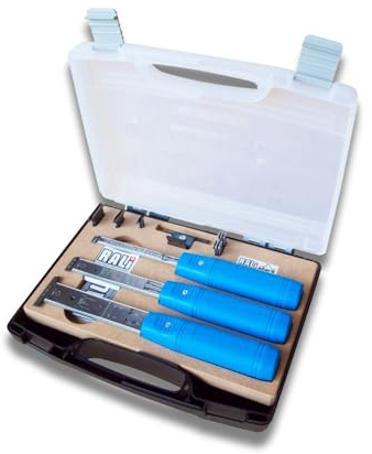 RALI Multifunktionaler Haifisch Profi Holzbeitelsatz für Holzbearbeitung | 3 Adapter + 9 austauschbare Klingen + 1 Schaber + 1 HSS 50mm Ziehklingen | Holzbeitel für Schnitzen, Schaben und Schneiden