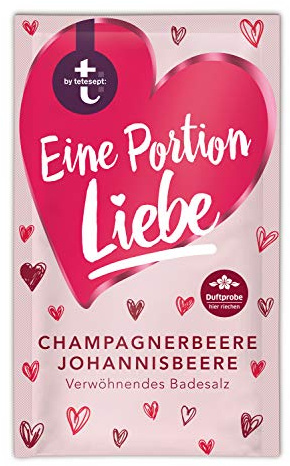 t: by tetesept Badezusatz Eine Portion Liebe - Hauchfeine Puderkristalle mit Champagnerbeere und Johannisbeere - Bade-Geschenk für die Sinne - 1 x 60 g