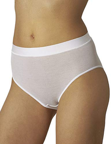 VAJOLET Selina Slip Donna 100% Cotone Filo di Scozia Senza Cucitura SN1036 Bianco E Nero (Bianco, 6 XL IT Donna)