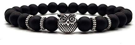KARDINAL VÄST Djur Onyx Armband, Ädelsten Pärlor, Natur Sten Smycken för Kvinnor och Herr, Kraftig – Vardag – Vishet – lugn e rostfritt stål, colore: svart, cod. AB-O-183719