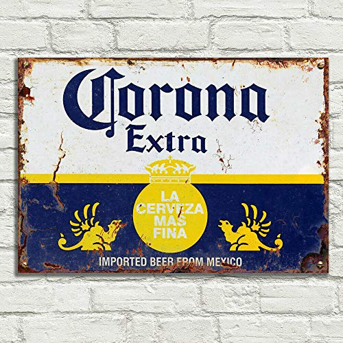 LBS4ALL Corona Beer Extra Signs Metallschild Aluminium Vintage Pub Tiki Bar Home Cafe Wand Bier Retro Club