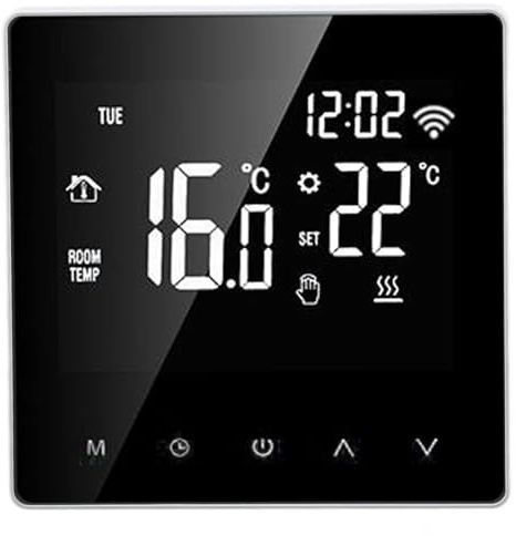 Termostato Inteligente WiFi AC230V 50/60Hz 5~90 ℃ Termostato Pantalla Táctil LCD de Calefacción de Suelo de Agua para Tuya(White Background White Button 16A)
