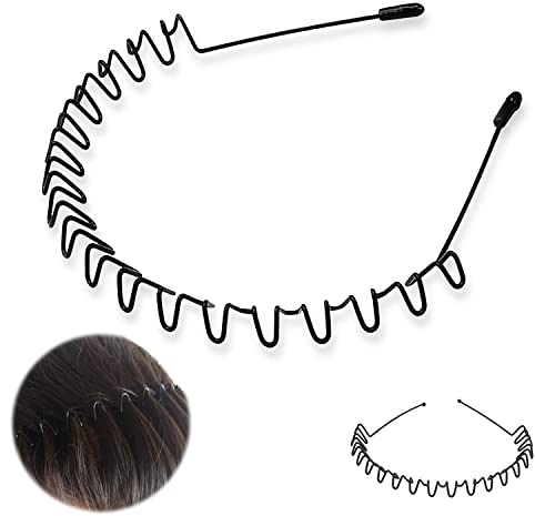 KELUBATU Metall Haarband für Männer, Schwarz Elastisches Stirnband für Outdoor Sport