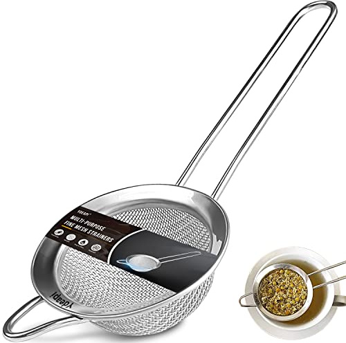 Ydeapi Fine Mesh Small Strainer 2.7 Inch, Metal Mini Sieve with Sturdy Handle, Stainless Steel Strainer for Tea, Juice, Coffee, Matcha Powder, Cocktail, Powdered Sugar