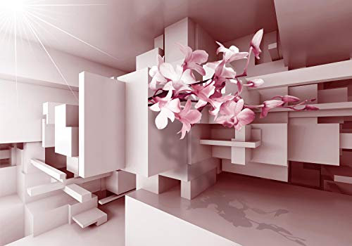 wandmotiv24 Fototapete Orchidee 3D Rot, 200 x 140cm - selbstklebende Strukturtapete, Wanddeko, Wandbild, Wandtapete, Blumen, Raumerweiterung M1897