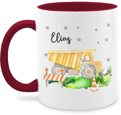Tasse Tassen 325ml - Andere Fahrzeuge - Bagger - Baggerfahrer Geschenk Baustelle Baumaschine - 325 ml - Bordeauxrot - baustellen kind keramik fahrzeug baumaschinen kindertasse personalisierte kinder