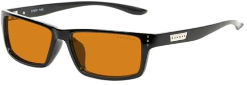 Gunnar - Gaming and Computer Glasses - Blocks 98% Blue Light - Riot, Onyx, Amber Max Tint, 57 mm