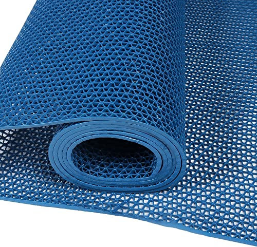 Swimming Pool Drainage Mat PVC Non-Slip Wet Area Bathroom Floor Mat, 5mm Thick Kitchen Floor Mat Door Mat Roll for Indoor Outdoor Restaurant Bars Patio, Can Be Cut ( Color : Blue , Size : 120cmx150cm