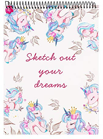 Sketchbook for Kids, Unicron Sketch Book for Girls and Artist Kids to Drawing and Sketching or Doodling, 8.5x11, Spiral Bound Art Paper, Acid Free (110gsm)