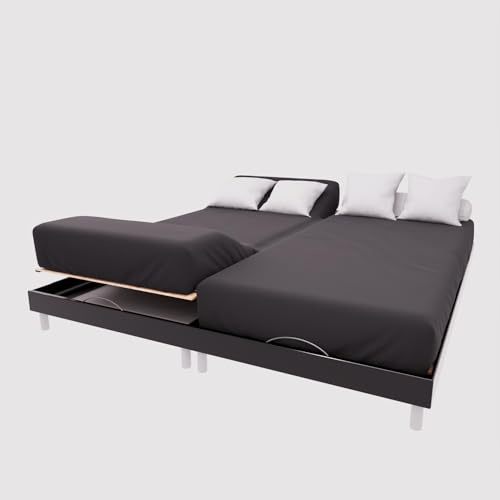 Soleil d'ocre Sábana Ajustable TPR de algodón de 57 Hilos, Negro, 2 x 70 x 190 cm