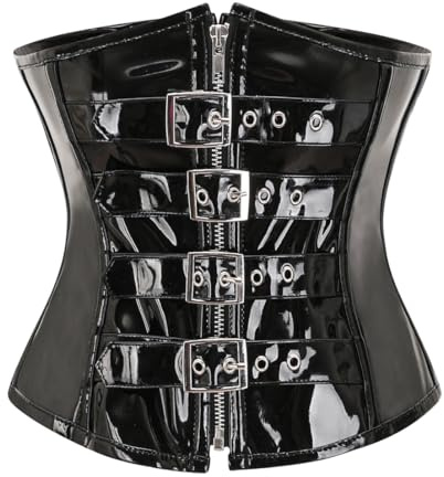 KUOSE Damen Kunstleder Unterbrust Taillen Corsage Korsett Steampunk Dessous