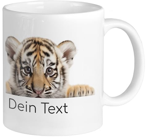 GRAZDesign Taza personalizada Baby Tiger con nombre, regalo para niñas y niños, de cerámica, 330 ml