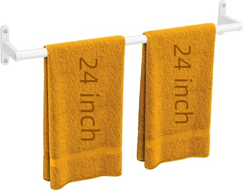 KLJKPA Towel Bar for Bathroom, 24 Inch Wall Mounted Towel Rack, White