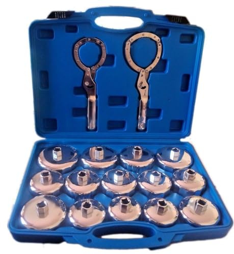 topolenashop SET KIT CHIAVE A TAZZA PER FILTRO OLIO 16 PZ AUTO UNIVERSALE ATTREZZO OFFICINA
