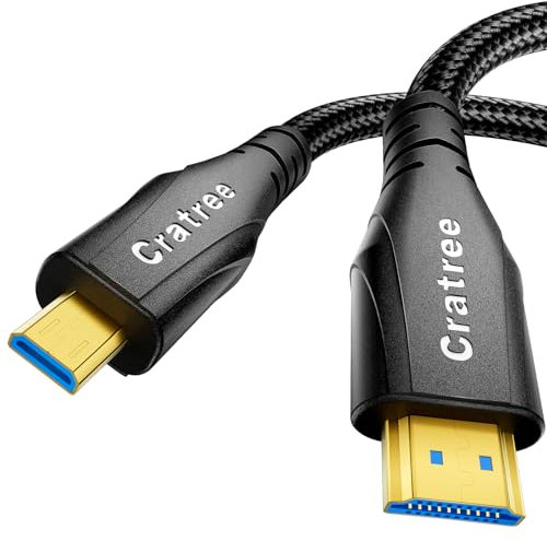 Cratree Cavo Micro HDMI a HDMI 1M - Supporta 8K 60Hz 4K 120Hz, Compatibile Con GoPro Hero 7 6 5 4, Raspberry Pi 4, Sony Camera, Nikon