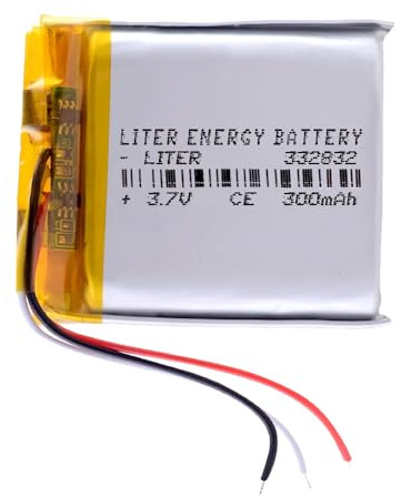 Batterie 3 Fils 332832 LiPo 3.7V 300mAh 1.11Wh 1S 5C Liter Energy Battery Rechargeable avec PCM thermistance NTC Montre électronique Ne Convient Pas à la Radiocommande 34x28x3.5mm (3P|300mAh|332832)