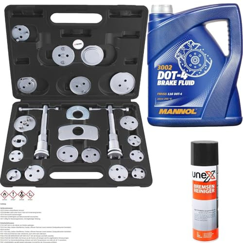 TECPO Outil repousse-piston de frein + liquide de frein DOT4, 5 litres + nettoyant de freins