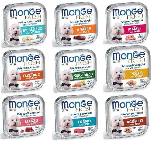 Fresh paté Monge cibo per cani in scatola - 32 vaschette da 100 grammi - Confezione risparmio (Pollo)
