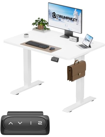 TRIUMPHKEY Scrivania Elettrica Regolabile in Altezza 100 x 60cm,Regolabile Scrivania,Tavolo da Computer,con Funzione di Memoria,Standing Desk 71-119 cm（Bianco）