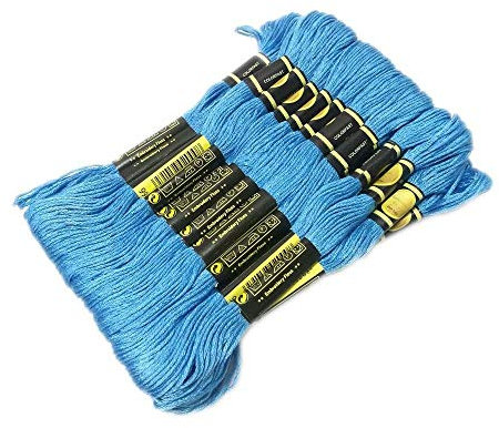 WEbjay Stickgarn 24 Skeins Multi Colors Embroidery Thread Floss Long Fibre Cross Stitch DIY Sewing Craft Embroideried Thread Sticken(Light Blue)