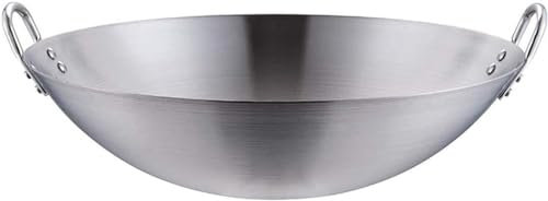 Padella Wok in Acciaio Inossidabile, Padella Wok da Esterno Wok e padelle per friggere Padella Antiaderente Senza Mescolare, Solo per Fornelli a Gas, Varie Dimensioni (50 cm)