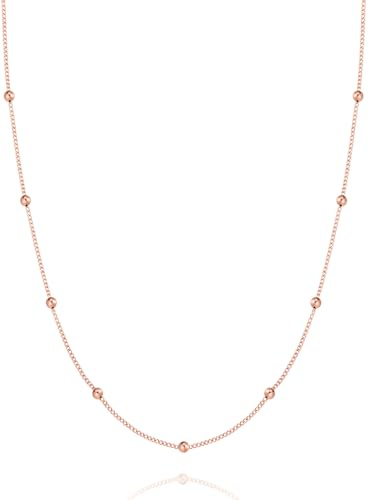 day.berlin Kugel Halskette Nela 18k vergoldet | Damen Kette mit kleinen Kugeln (3mm), 45+5cm variable Länge, 316L Edelstahl nickelfrei und wasserfest