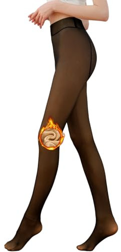Xnova Collant Termici Felpati Donna Effetto Trasparente, Termica Calze Felpate Effetto Velato Leggings in Pile Invernali, Calzamaglia Traslucidi Foderati Fleece Tights (Nero 220g per 0-15℃, S-M)